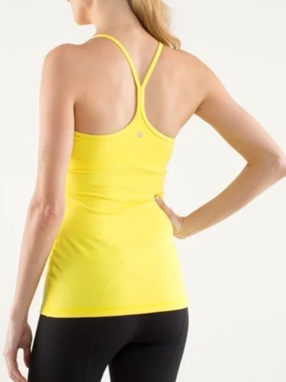 Lululemon Power Pose Tank Top Built in Sports Bra Sheer Lemon Sz 6